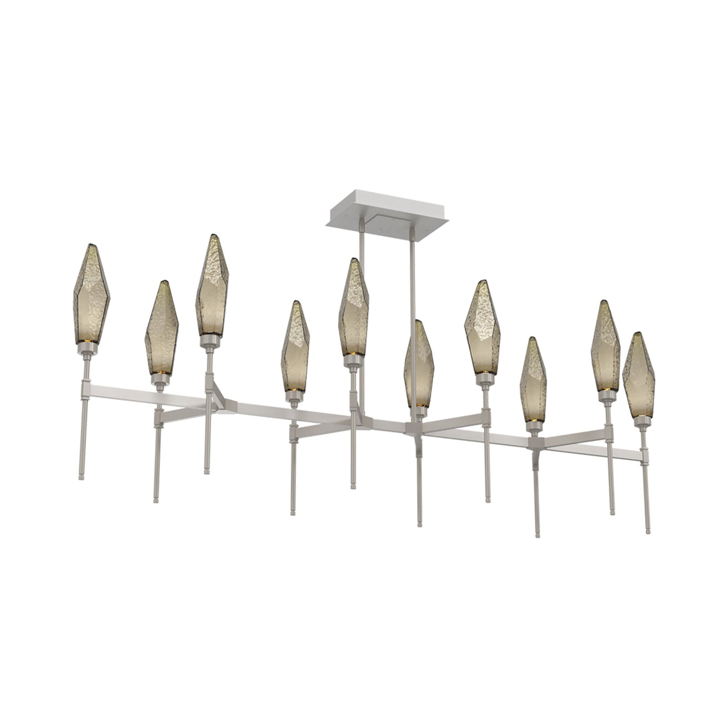 Rock Crystal Belvedere Linear LED Chandelier in Beige Silver/Bronze Blown Glass (66.8-Inch).
