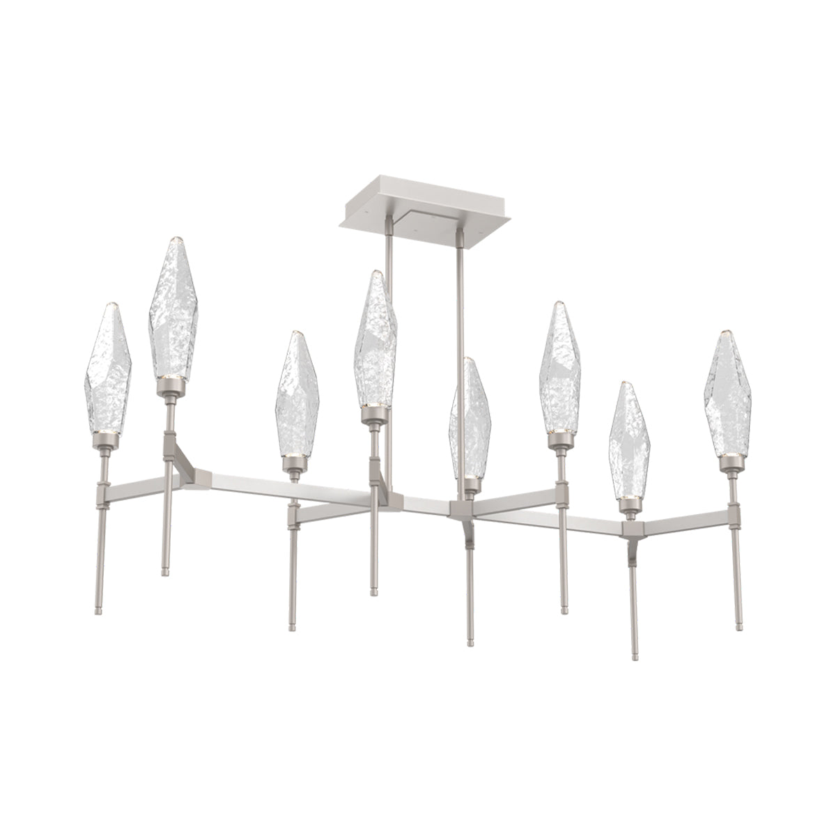 Rock Crystal Belvedere Linear LED Chandelier in Beige Silver/Clear Blown Glass (47.4-Inch).
