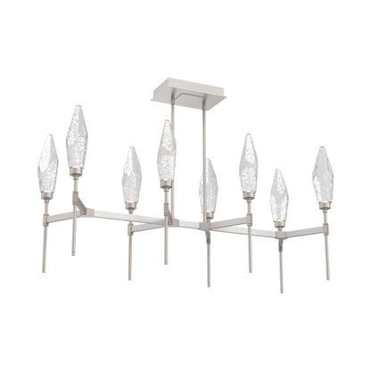 Rock Crystal Belvedere Linear LED Chandelier in Beige Silver/Clear Blown Glass (47.4-Inch).