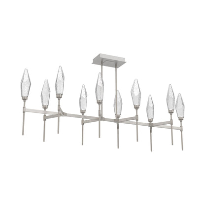 Rock Crystal Belvedere Linear LED Chandelier in Beige Silver/Clear Blown Glass (66.8-Inch).