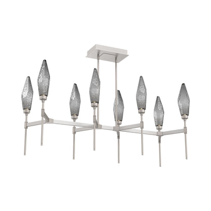 Rock Crystal Belvedere Linear LED Chandelier in Beige Silver/Smoke Blown Glass (47.4-Inch).