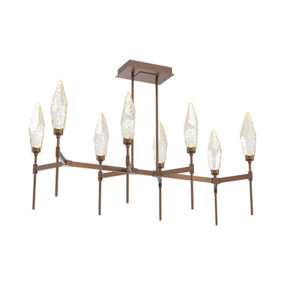 Rock Crystal Belvedere Linear LED Chandelier in Burnished Bronze/Amber Blown Glass (47.4-Inch).