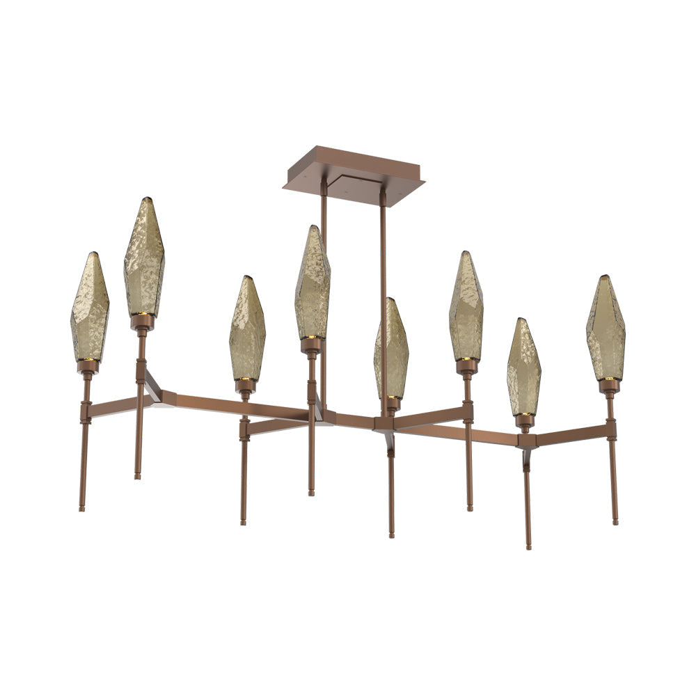 Rock Crystal Belvedere Linear LED Chandelier in Burnished Bronze/Bronze Blown Glass (47.4-Inch).