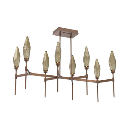 Rock Crystal Belvedere Linear LED Chandelier in Burnished Bronze/Bronze Blown Glass (47.4-Inch).