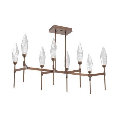 Rock Crystal Belvedere Linear LED Chandelier in Burnished Bronze/Clear Blown Glass (47.4-Inch).