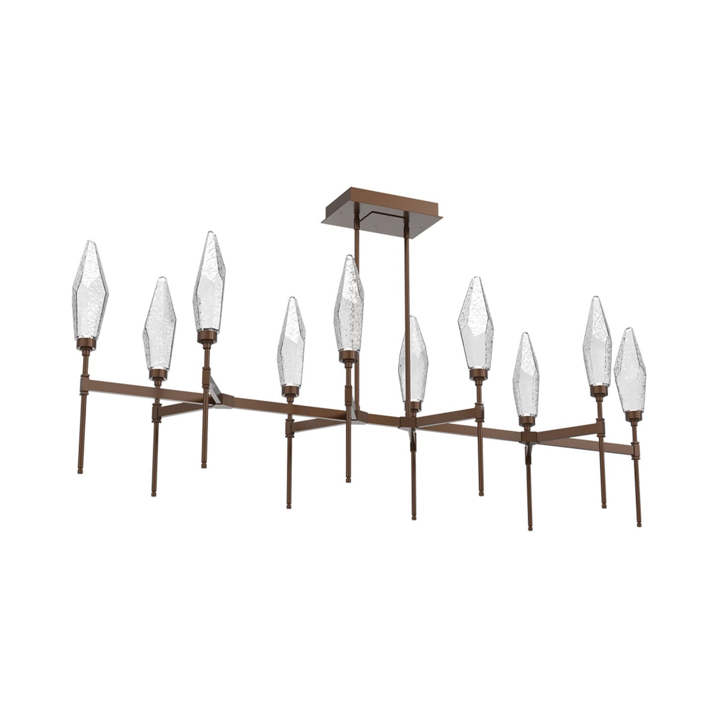 Rock Crystal Belvedere Linear LED Chandelier in Burnished Bronze/Clear Blown Glass (66.8-Inch).