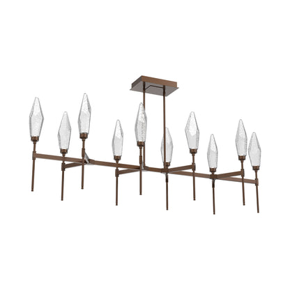 Rock Crystal Belvedere Linear LED Chandelier in Burnished Bronze/Clear Blown Glass (66.8-Inch).