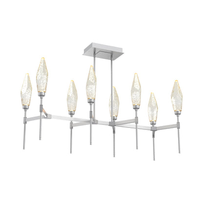 Rock Crystal Belvedere Linear LED Chandelier in Classic Silver/Amber Blown Glass (47.4-Inch).