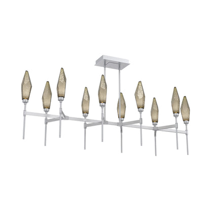 Rock Crystal Belvedere Linear LED Chandelier in Classic Silver/Bronze Blown Glass (66.8-Inch).