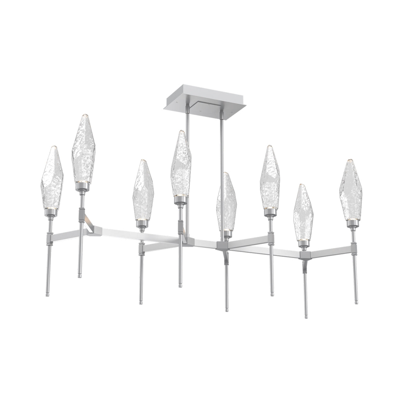 Rock Crystal Belvedere Linear LED Chandelier in Classic Silver/Clear Blown Glass (47.4-Inch).