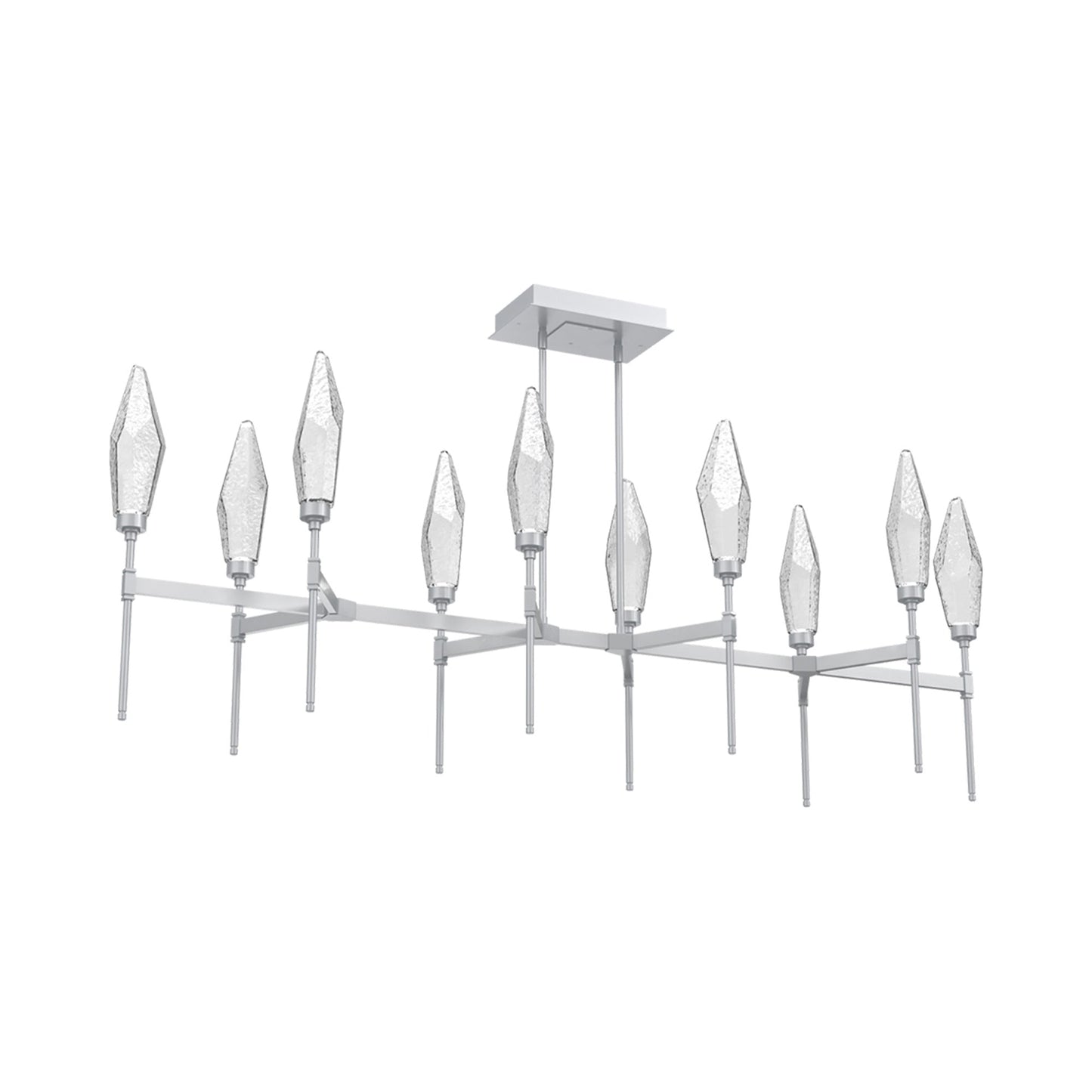 Rock Crystal Belvedere Linear LED Chandelier in Classic Silver/Clear Blown Glass (66.8-Inch).