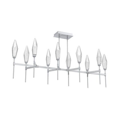 Rock Crystal Belvedere Linear LED Chandelier in Classic Silver/Clear Blown Glass (66.8-Inch).