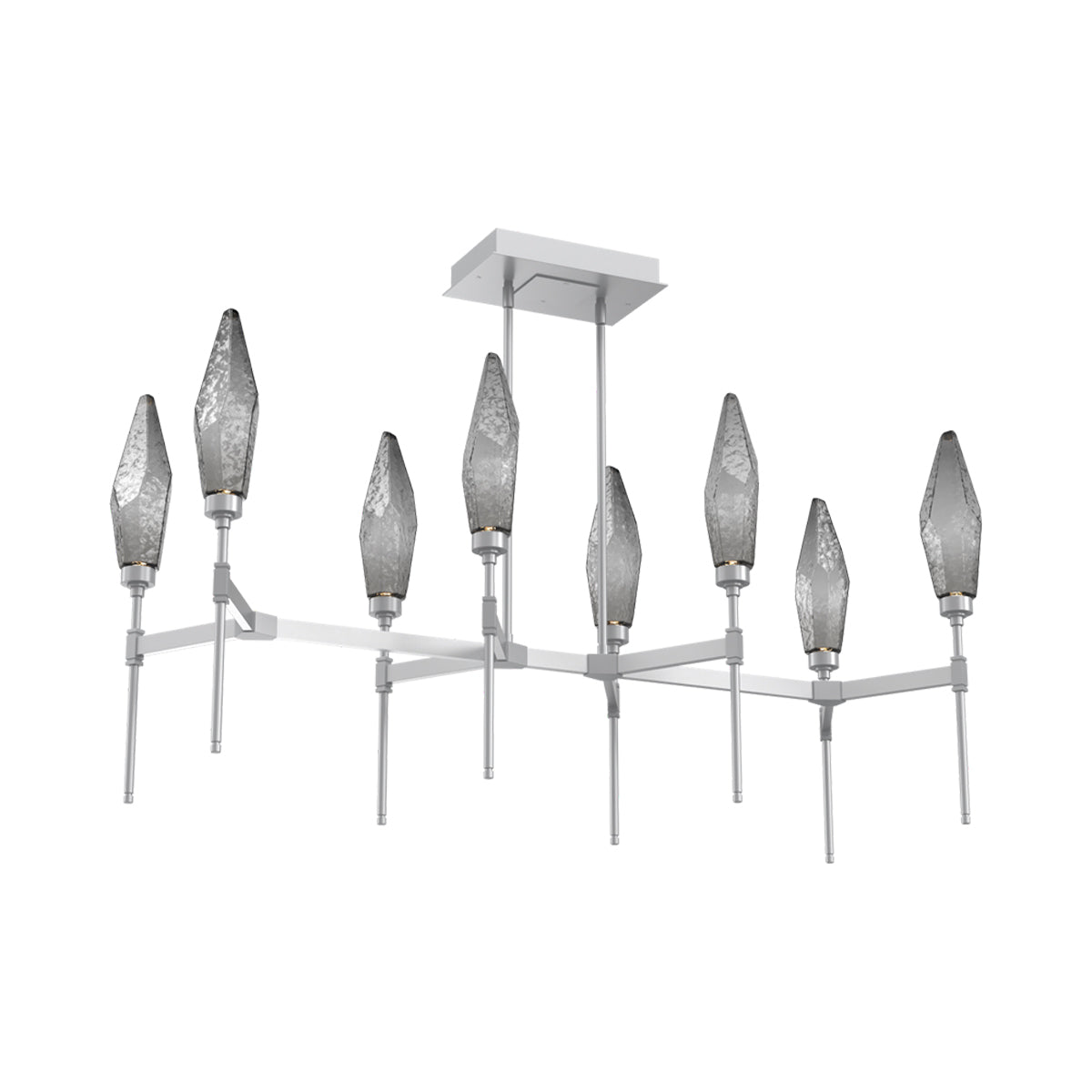 Rock Crystal Belvedere Linear LED Chandelier in Classic Silver/Smoke Blown Glass (47.4-Inch).
