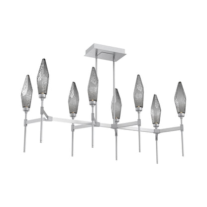 Rock Crystal Belvedere Linear LED Chandelier in Classic Silver/Smoke Blown Glass (47.4-Inch).