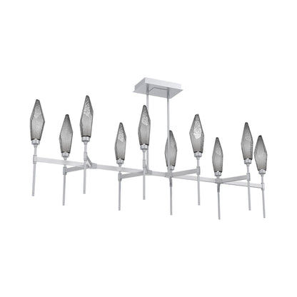 Rock Crystal Belvedere Linear LED Chandelier in Classic Silver/Smoke Blown Glass (66.8-Inch).