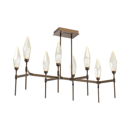 Rock Crystal Belvedere Linear LED Chandelier in Flat Bronze/Amber Blown Glass (47.4-Inch).