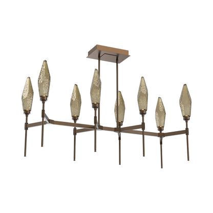 Rock Crystal Belvedere Linear LED Chandelier in Flat Bronze/Bronze Blown Glass (47.4-Inch).