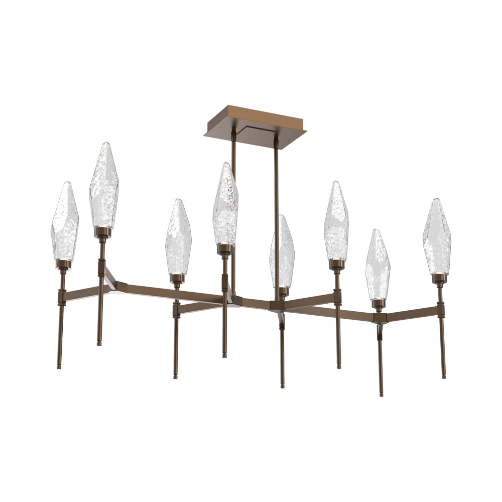 Rock Crystal Belvedere Linear LED Chandelier in Flat Bronze/Clear Blown Glass (47.4-Inch).