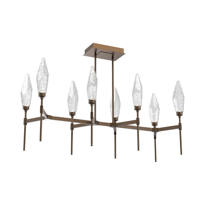 Rock Crystal Belvedere Linear LED Chandelier in Flat Bronze/Clear Blown Glass (47.4-Inch).