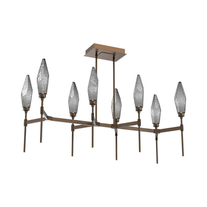 Rock Crystal Belvedere Linear LED Chandelier in Flat Bronze/Smoke Blown Glass (47.4-Inch).