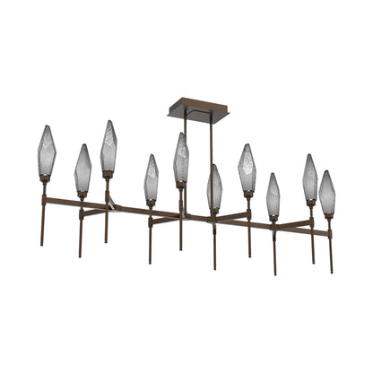 Rock Crystal Belvedere Linear LED Chandelier in Flat Bronze/Smoke Blown Glass (66.8-Inch).