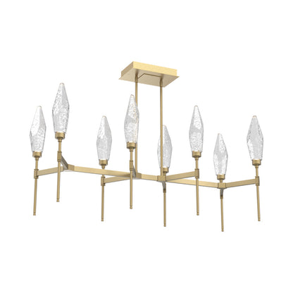 Rock Crystal Belvedere Linear LED Chandelier in Gilded Brass/Clear Blown Glass (47.4-Inch).