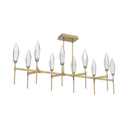 Rock Crystal Belvedere Linear LED Chandelier in Gilded Brass/Clear Blown Glass (66.8-Inch).