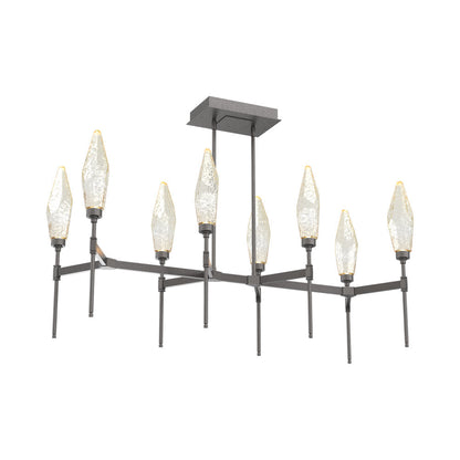 Rock Crystal Belvedere Linear LED Chandelier in Graphite/Amber Blown Glass (47.4-Inch).