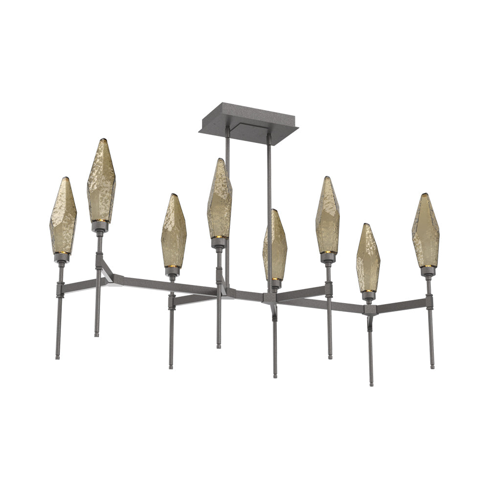 Rock Crystal Belvedere Linear LED Chandelier in Graphite/Bronze Blown Glass (47.4-Inch).