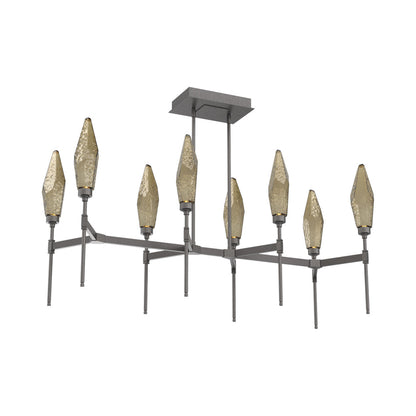 Rock Crystal Belvedere Linear LED Chandelier in Graphite/Bronze Blown Glass (47.4-Inch).