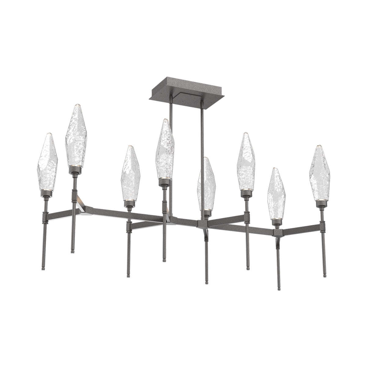 Rock Crystal Belvedere Linear LED Chandelier in Graphite/Clear Blown Glass (47.4-Inch).