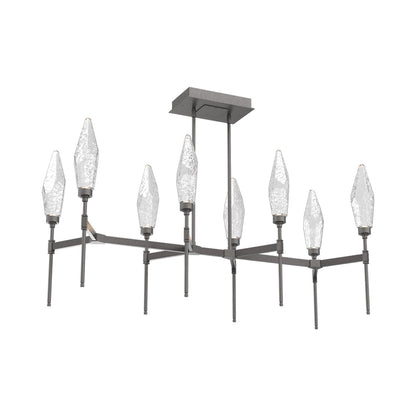 Rock Crystal Belvedere Linear LED Chandelier in Graphite/Clear Blown Glass (47.4-Inch).