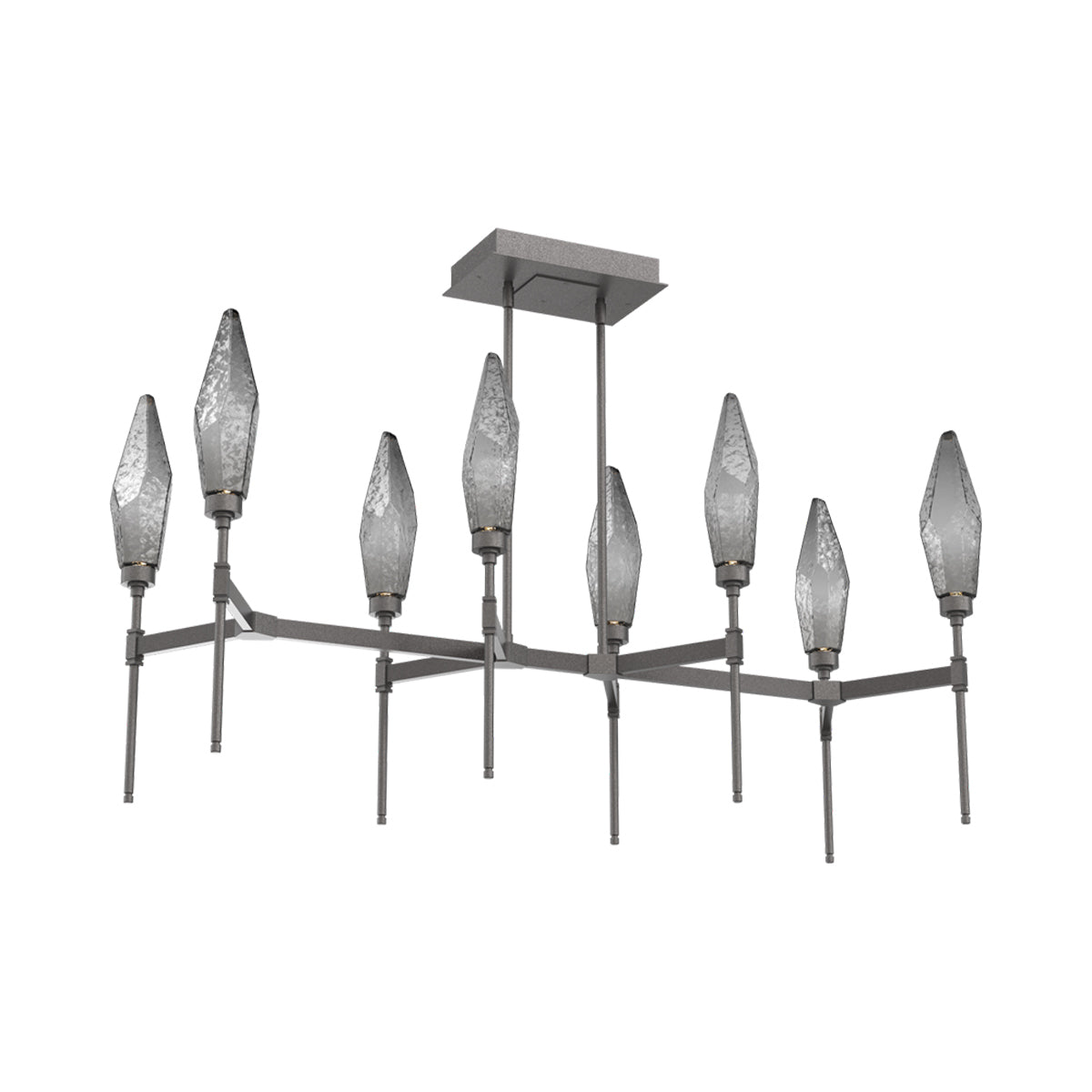 Rock Crystal Belvedere Linear LED Chandelier in Graphite/Smoke Blown Glass (47.4-Inch).