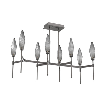 Rock Crystal Belvedere Linear LED Chandelier in Graphite/Smoke Blown Glass (47.4-Inch).
