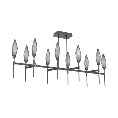 Rock Crystal Belvedere Linear LED Chandelier in Graphite/Smoke Blown Glass (66.8-Inch).