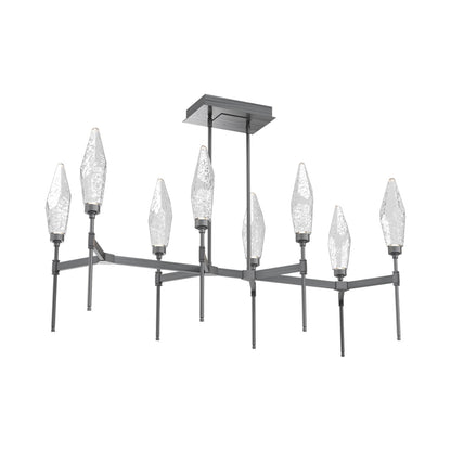 Rock Crystal Belvedere Linear LED Chandelier in Gunmetal/Clear Blown Glass (47.4-Inch).