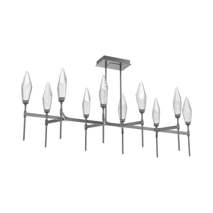 Rock Crystal Belvedere Linear LED Chandelier in Gunmetal/Clear Blown Glass (66.8-Inch).