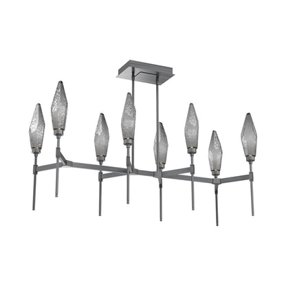 Rock Crystal Belvedere Linear LED Chandelier in Gunmetal/Smoke Blown Glass (47.4-Inch).