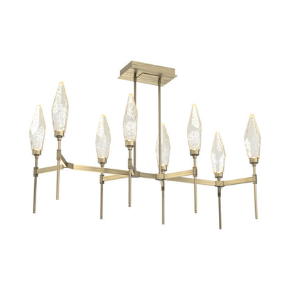 Rock Crystal Belvedere Linear LED Chandelier in Heritage Brass/Amber Blown Glass (47.4-Inch).