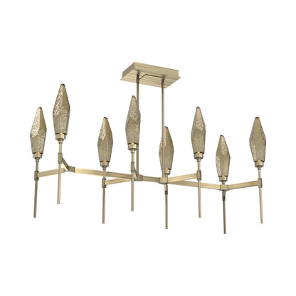 Rock Crystal Belvedere Linear LED Chandelier in Heritage Brass/Bronze Blown Glass (47.4-Inch).