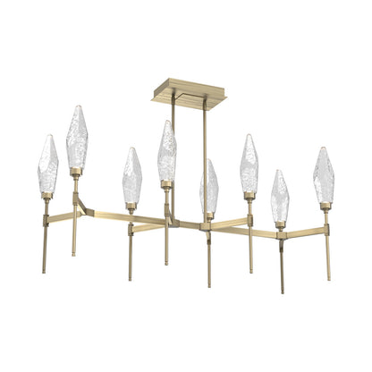 Rock Crystal Belvedere Linear LED Chandelier in Heritage Brass/Clear Blown Glass (47.4-Inch).
