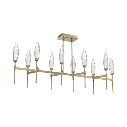Rock Crystal Belvedere Linear LED Chandelier in Heritage Brass/Clear Blown Glass (66.8-Inch).