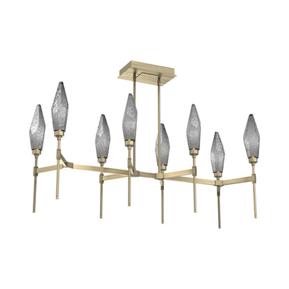 Rock Crystal Belvedere Linear LED Chandelier in Heritage Brass/Smoke Blown Glass (47.4-Inch).