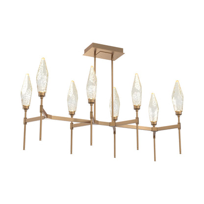 Rock Crystal Belvedere Linear LED Chandelier in Novel Brass/Amber Blown Glass (47.4-Inch).