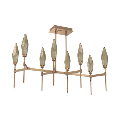 Rock Crystal Belvedere Linear LED Chandelier in Novel Brass/Bronze Blown Glass (47.4-Inch).