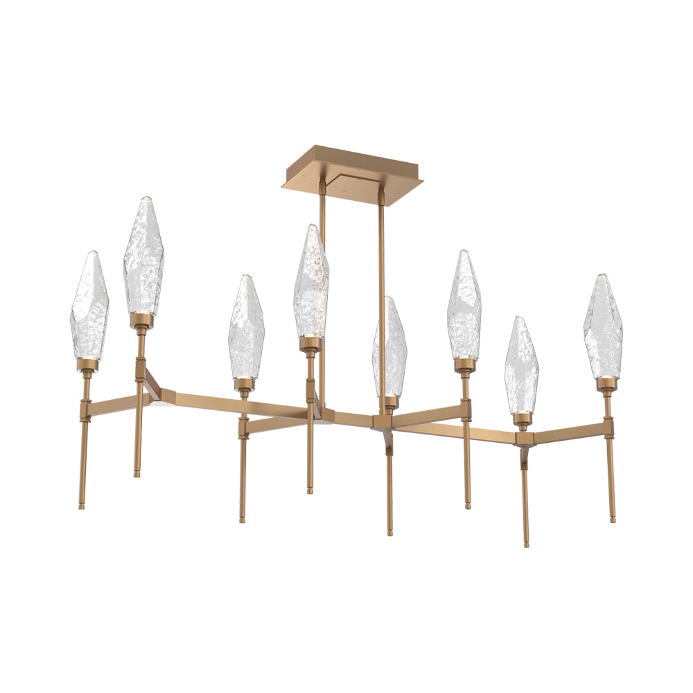 Rock Crystal Belvedere Linear LED Chandelier in Novel Brass/Clear Blown Glass (47.4-Inch).