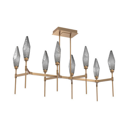 Rock Crystal Belvedere Linear LED Chandelier in Novel Brass/Smoke Blown Glass (47.4-Inch).