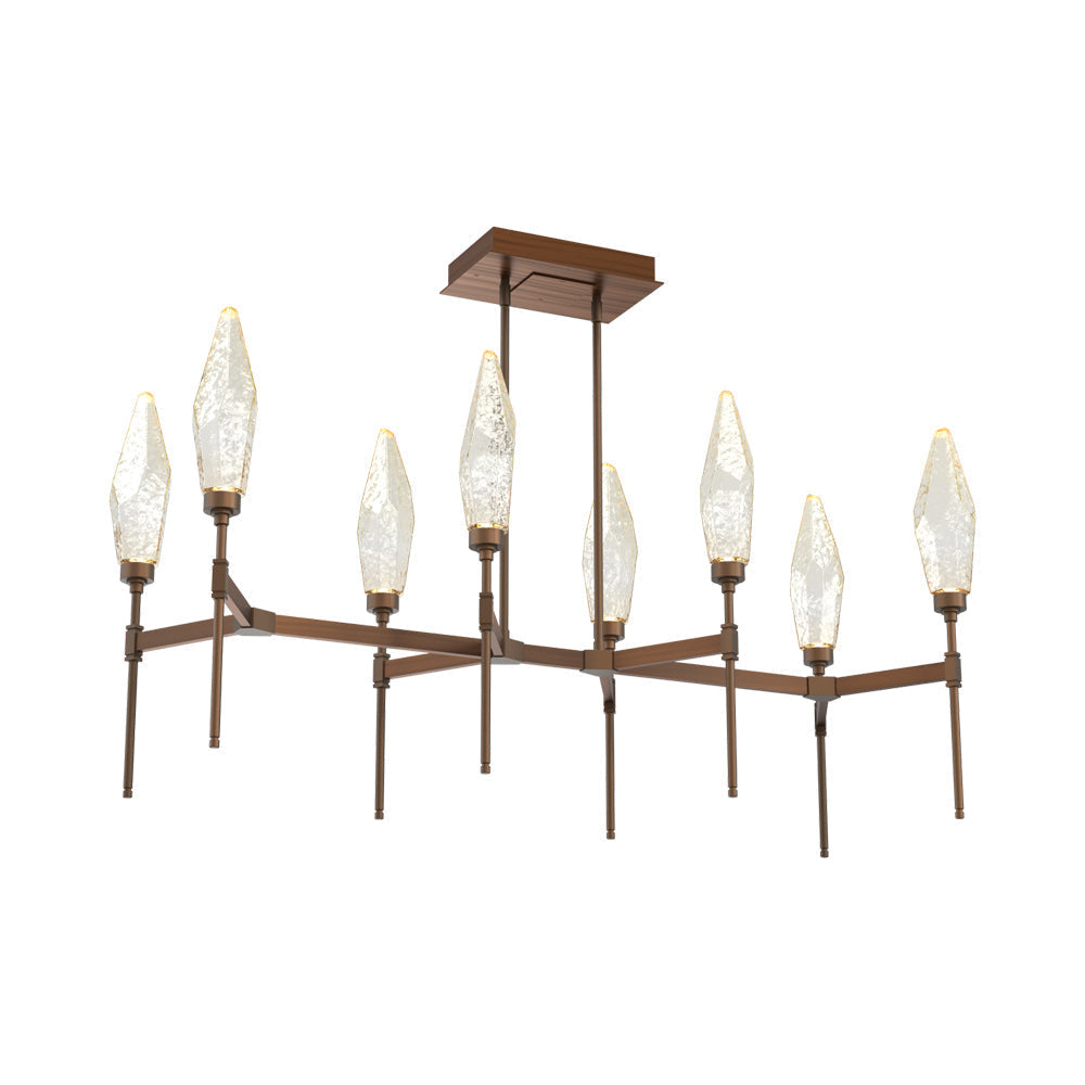 Rock Crystal Belvedere Linear LED Chandelier in Oil Rubbed Bronze/Amber Blown Glass (47.4-Inch).