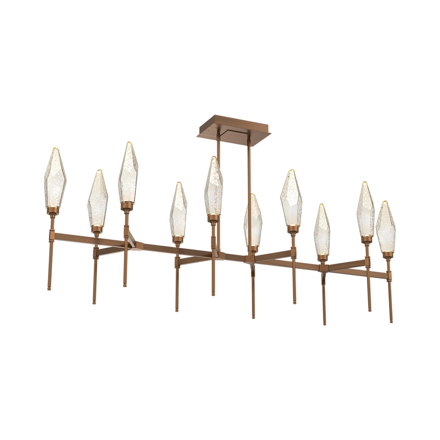 Rock Crystal Belvedere Linear LED Chandelier in Oil Rubbed Bronze/Amber Blown Glass (66.8-Inch).