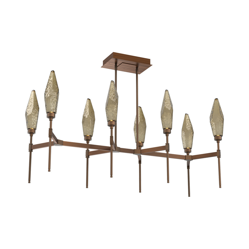 Rock Crystal Belvedere Linear LED Chandelier in Oil Rubbed Bronze/Bronze Blown Glass (47.4-Inch).